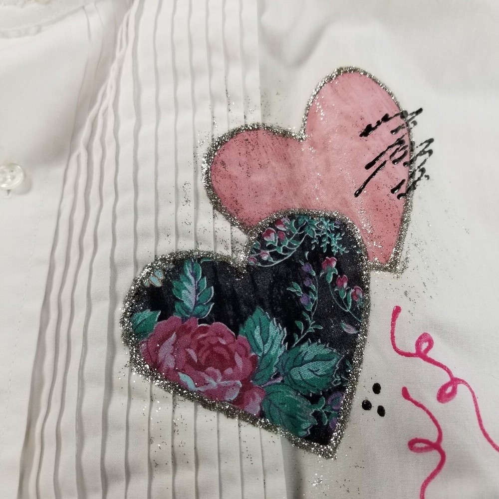 Vintage 90s Tuxedo Shirt Chaplin White Hearts Embellishment Womens Size 2X /3X - Picture 3 of 16